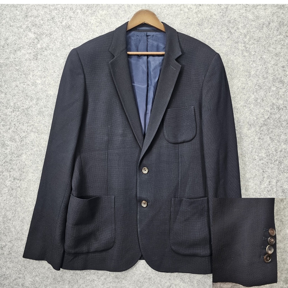 Reiss Blazer Mens 40 M Navy Wool Kensington B Patch Pocket Suit Business Prep